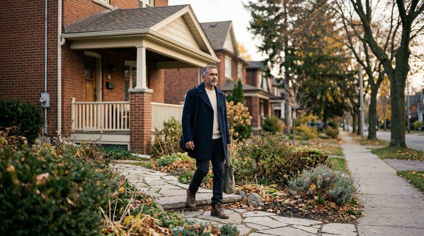 An Ontario homeowner reviewing paperwork at a kitchen table